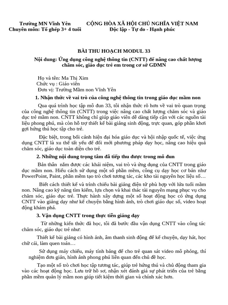 Bài Thu Hoach Mđ33 | PDF