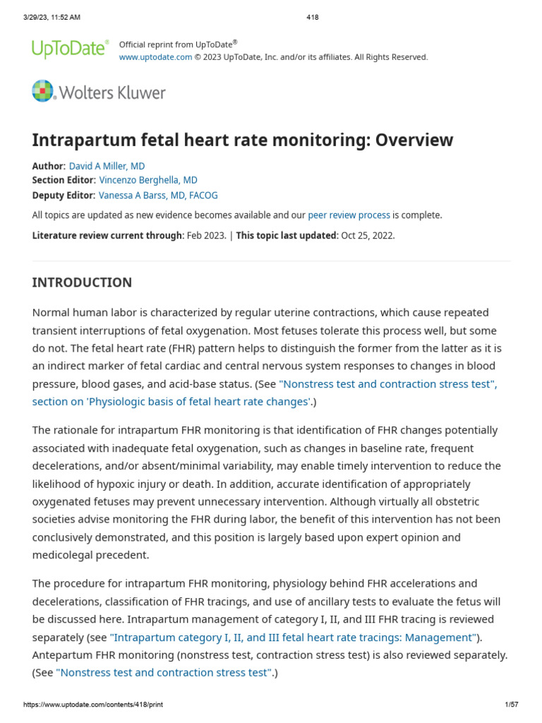 Intrapartum Fetal Heart Rate Monitoring: Overview | PDF | Childbirth ...