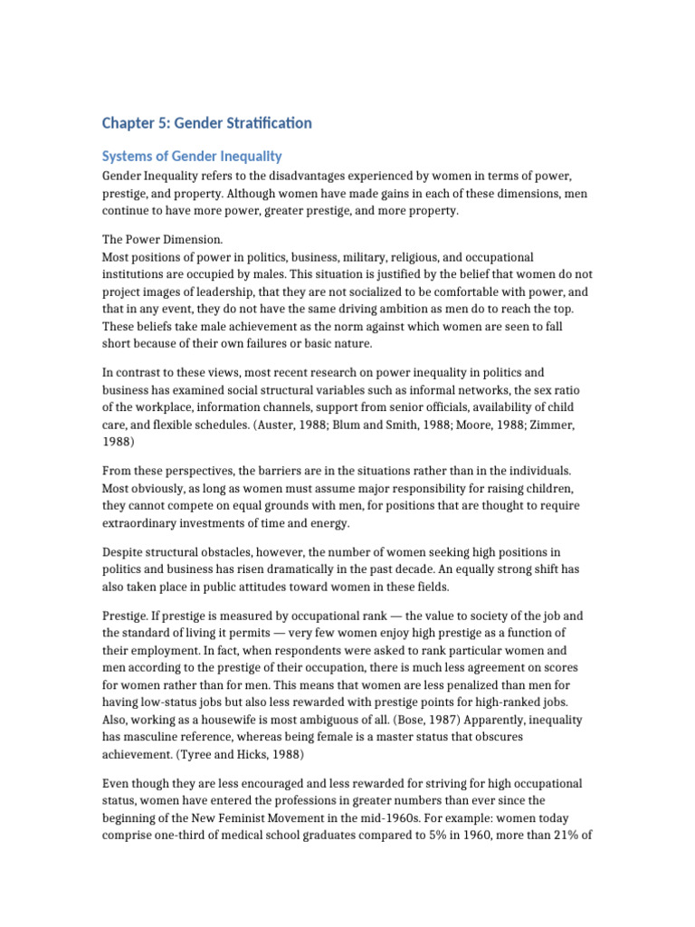 Gender Stratification Chapter 5 | PDF | Social Inequality ...