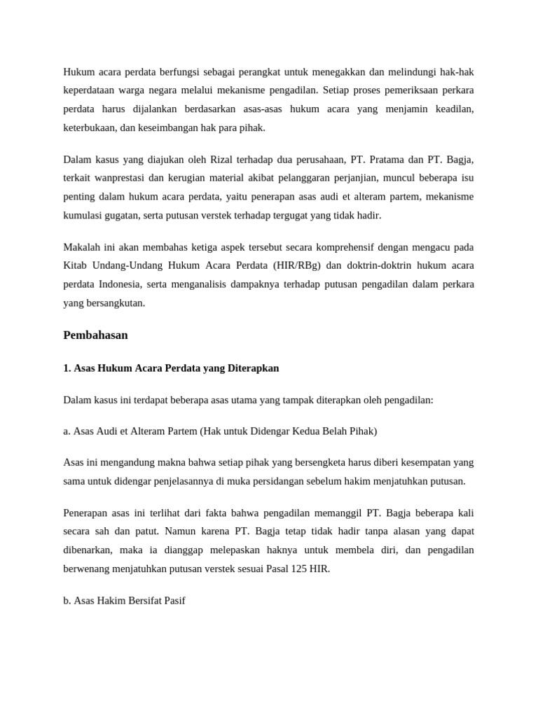 Asas Hukum Acara Perdata dalam Kasus Rizal | PDF