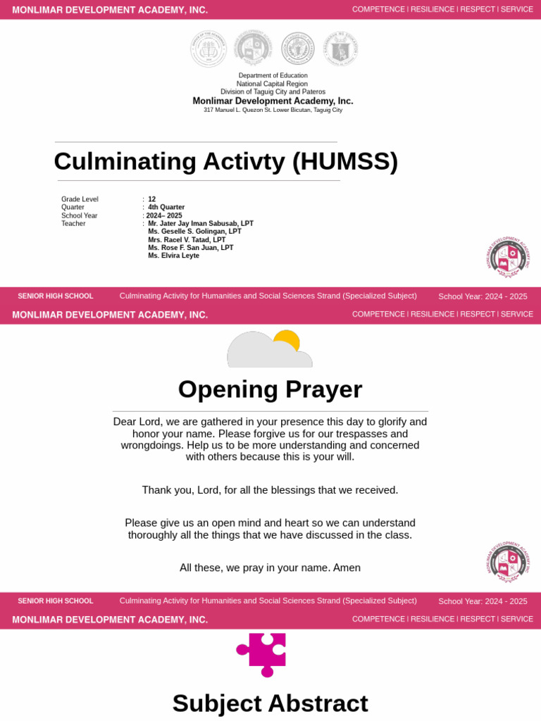 Grade 12 HUMSS Culminating Activity Guide | PDF | Goal | Communication