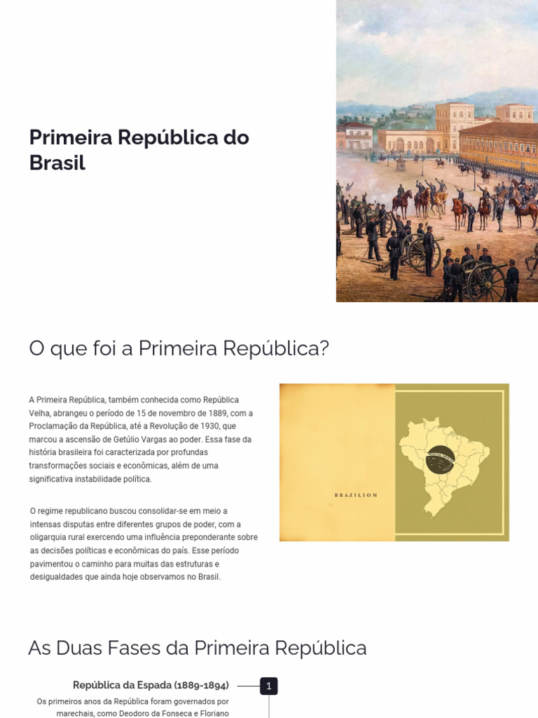 Primeira República do Brasil: História e Impactos | PDF | República ...