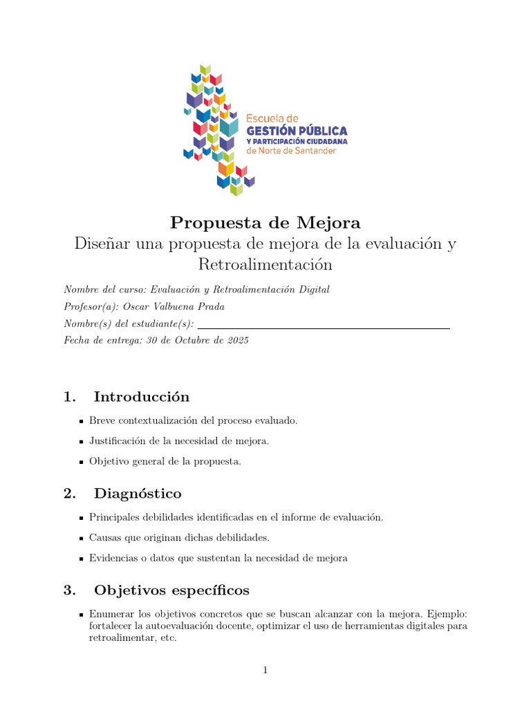 Propuesta de Mejora en Evaluación Digital | PDF | Enseñando