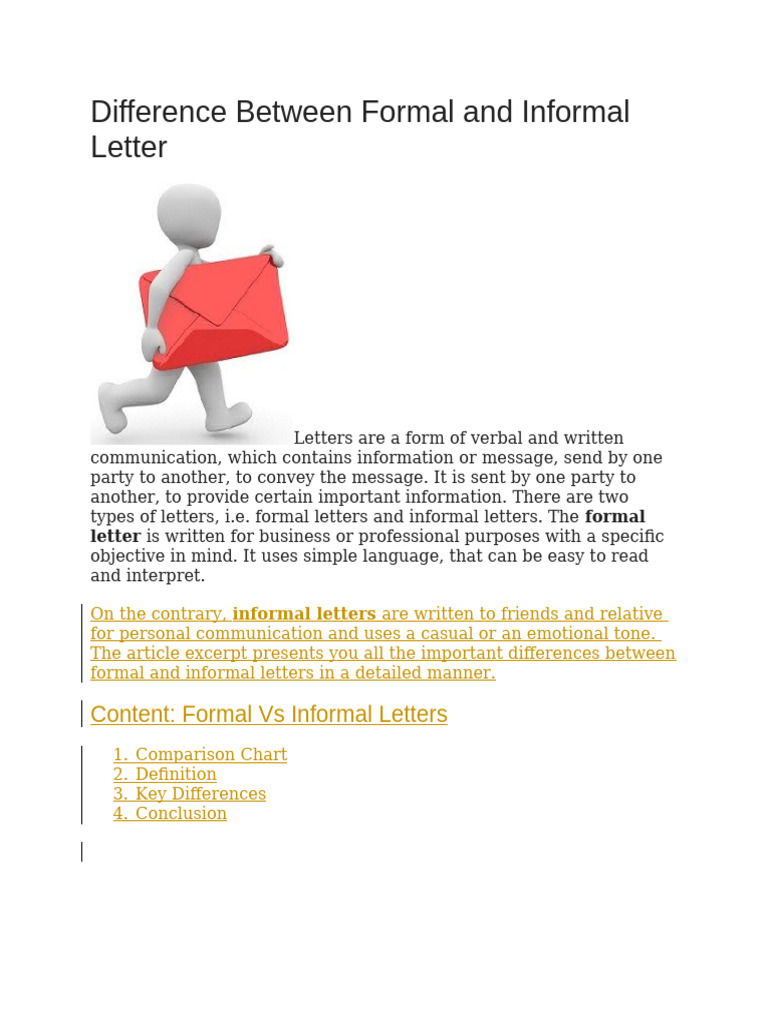 Difference Between Formal and Informal Letter | PDF | Communication ...