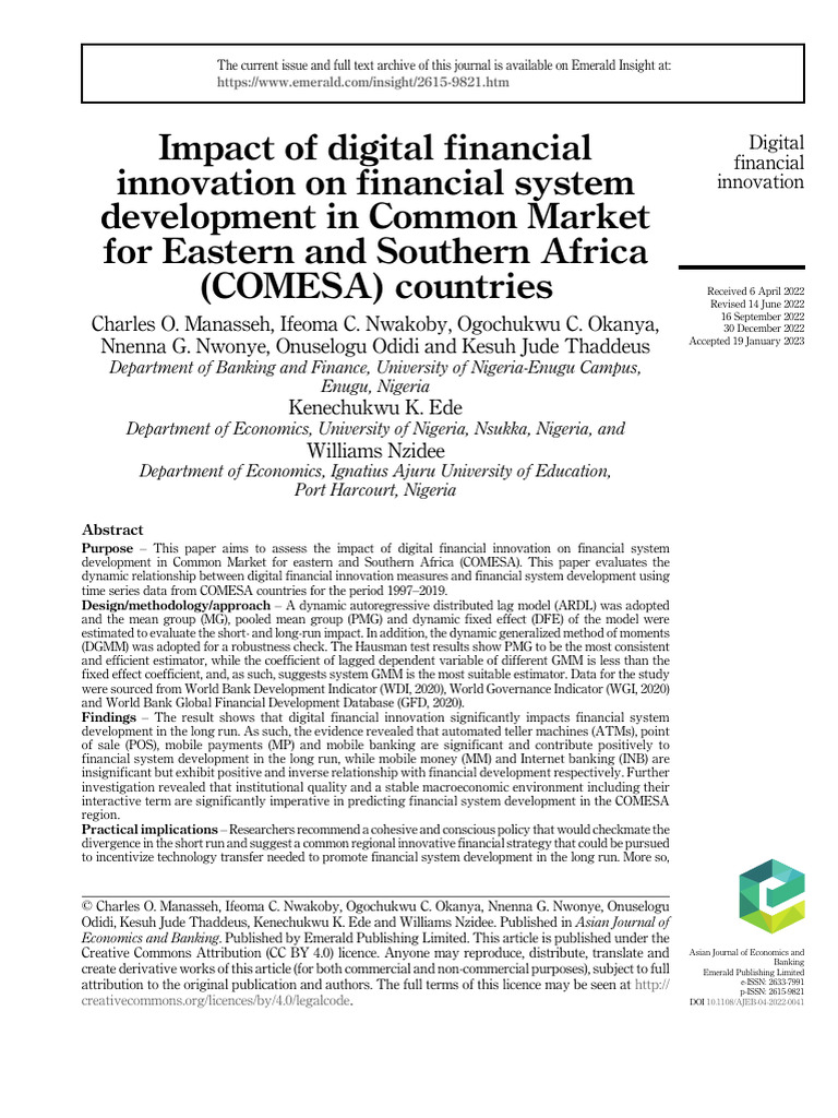 10 1108 - Ajeb 04 2022 0041 | PDF | Innovation | Financial Innovation
