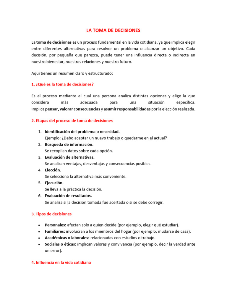 La Toma de Decisiones 1 | PDF | Toma de decisiones | Cognición