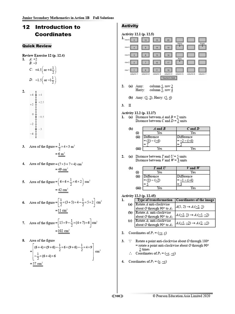 Junior Secondary Math: Coordinate Solutions | PDF | Cartesian ...