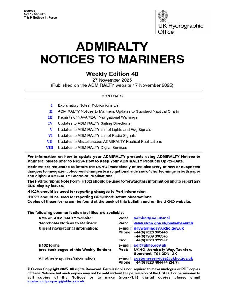 Weekly Admiralty Notices to Mariners | PDF | Computing | Navigation