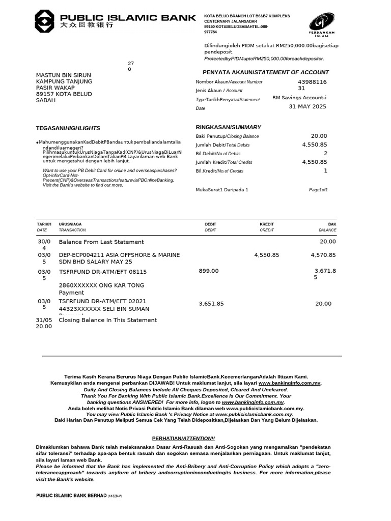 Pbe Statement May Mastun | PDF | Credit Card | Banking Technology