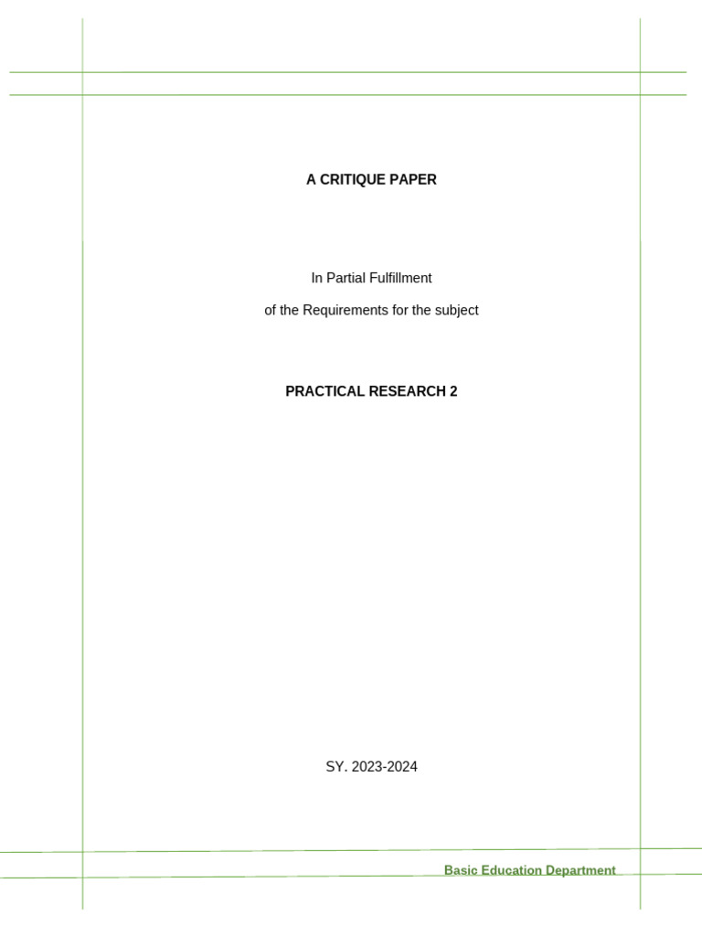 Critique Paper | PDF | Innovation | Creativity