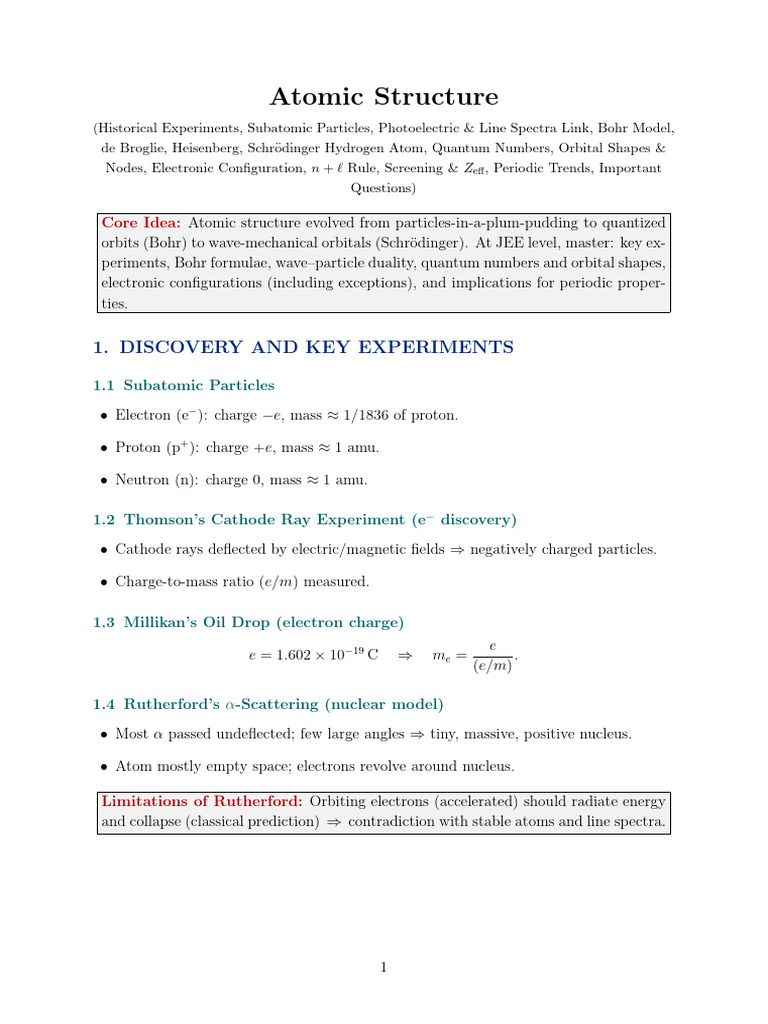 Understanding Atomic Structure Concepts | PDF | Atomic Orbital | Atoms