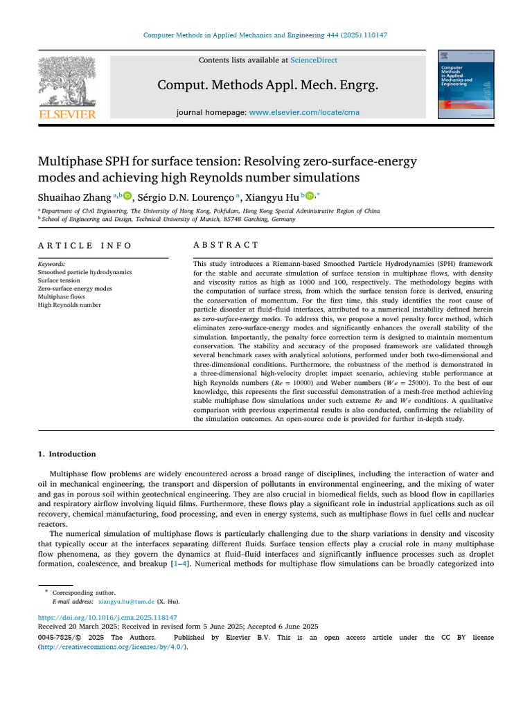 Multiphase SPH For Surface Tension | PDF | Drop (Liquid) | Viscosity