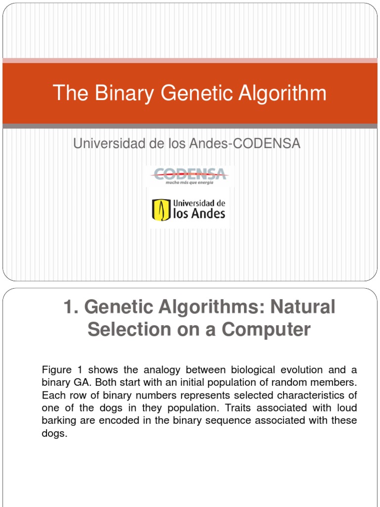 The Binary Genetic Algorithm: Universidad de Los Andes-CODENSA | PDF ...