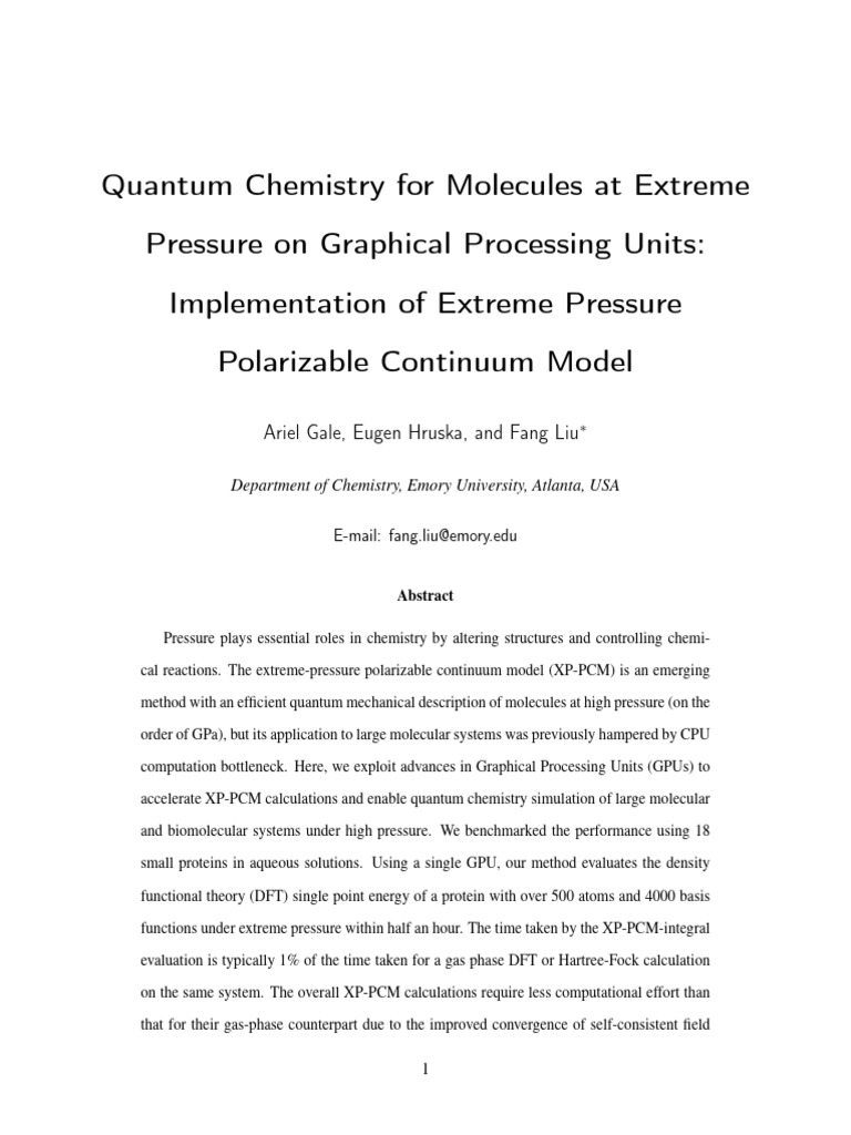 GPU-Accelerated Quantum Chemistry at High Pressure | PDF | Quantum ...