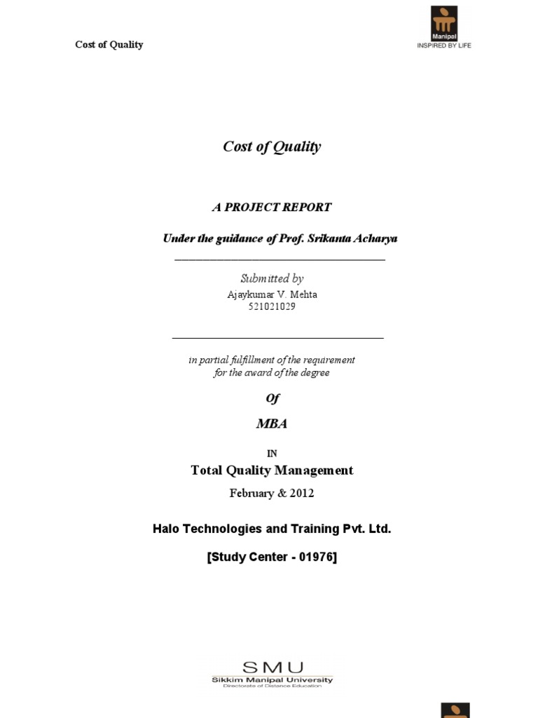 Cost of Quality PDF Profit (Accounting) Quality (Business)