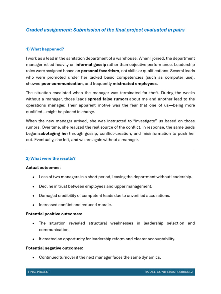 Graded Assignment - Submission of The Final Project Evaluated in Pairs ...