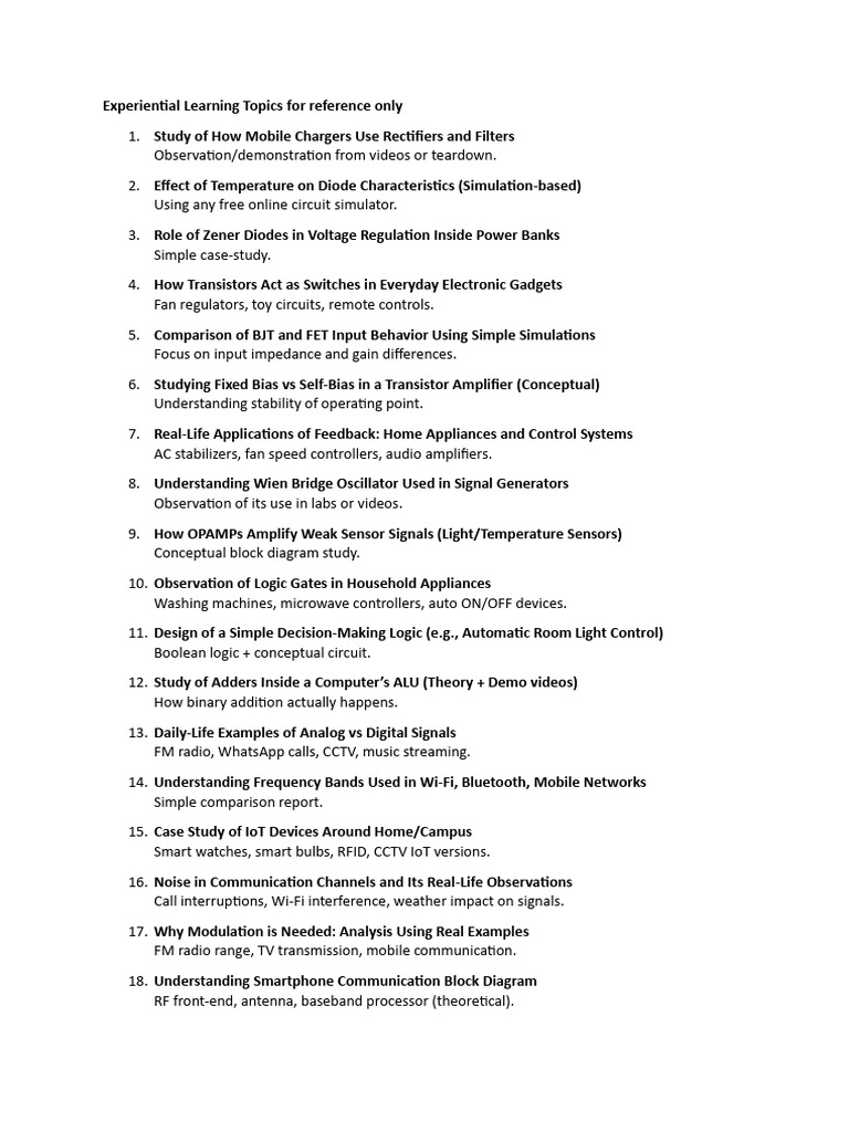 Experiential Learning in Electronics Topics | PDF | Amplifier ...