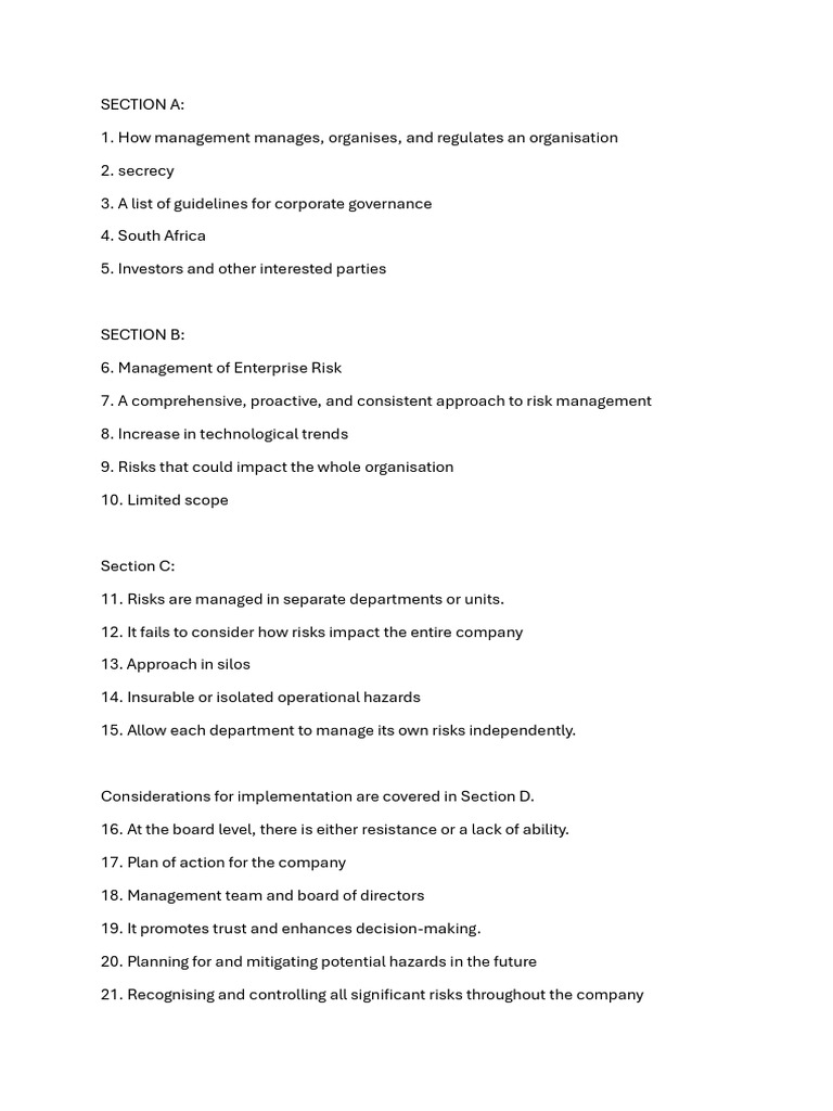 Corporate Governance and Risk Management Guide | PDF
