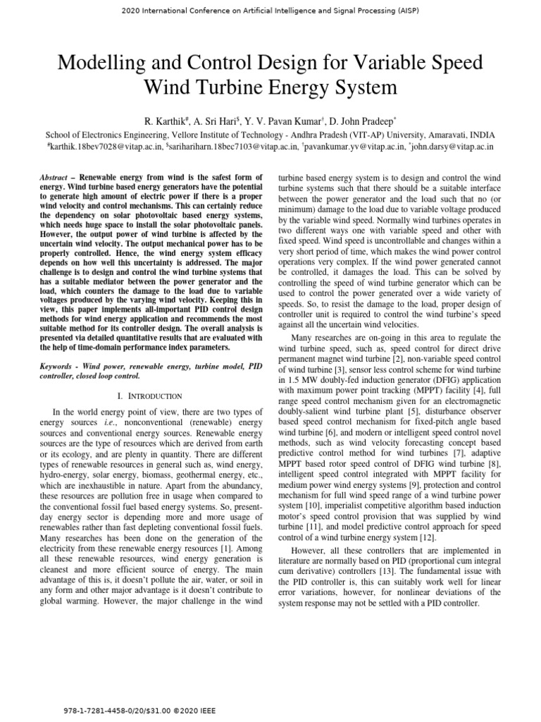 PID Control for Variable Speed Wind Turbines | PDF | Power (Physics ...