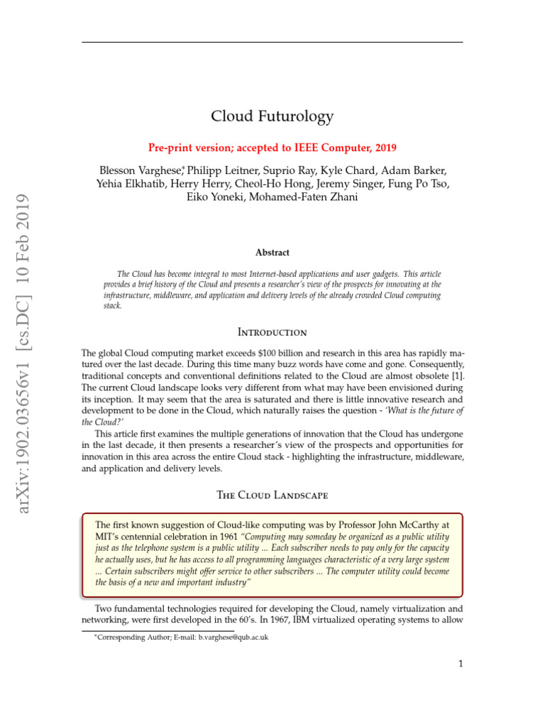 Future Innovations in Cloud Computing | PDF | Cloud Computing | Data Center