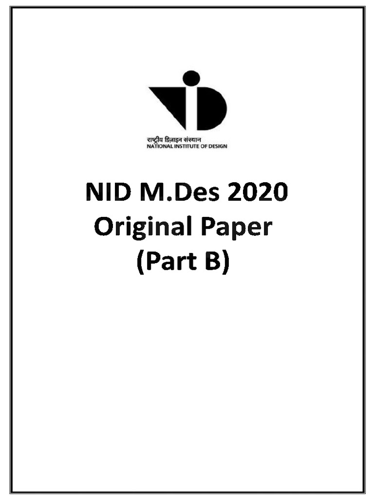 NID MDes 2020 Questions PDF | PDF