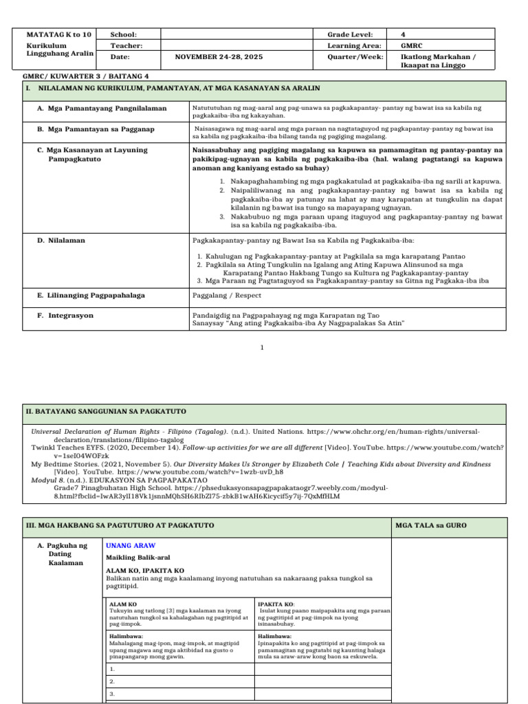 GMRC 4 DLL q3 Week 4 | PDF