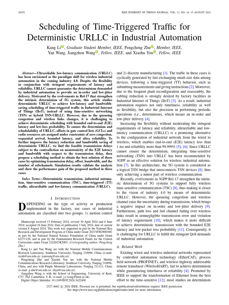 Scheduling of Time-Triggered Traffic For Deterministic URLLC in ...
