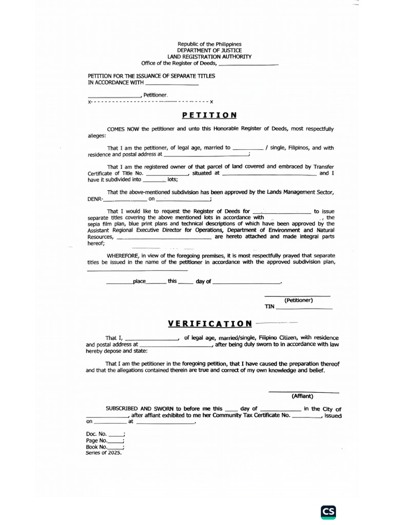 Petition For Land Title Separation | PDF