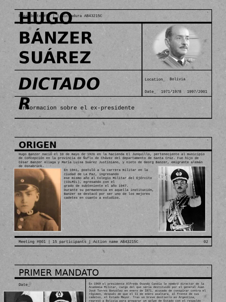 Hugo Banzer: Dictador y Presidente de Bolivia | PDF | Gobierno