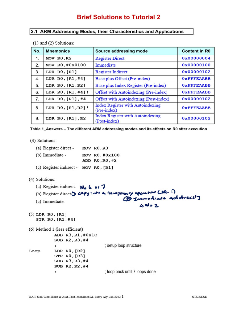 ARM Addressing Modes and Solutions | PDF | Pointer (Computer ...