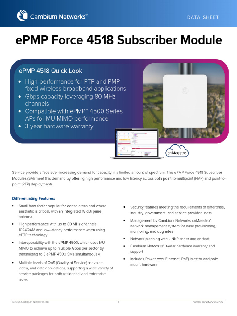ePMP Force 4518 Subscriber Module Overview | PDF | I Pv6 | Quality Of ...
