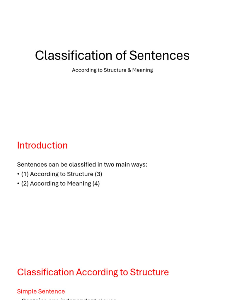 Sentence Classification Guide | PDF | Sentence (Linguistics) | Verb