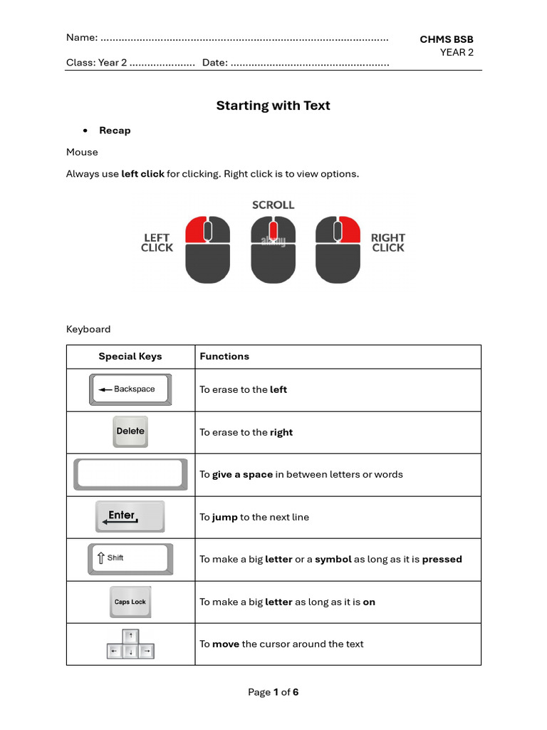 Year 2 Word Processing Activities | PDF | Microsoft Word | Computer ...
