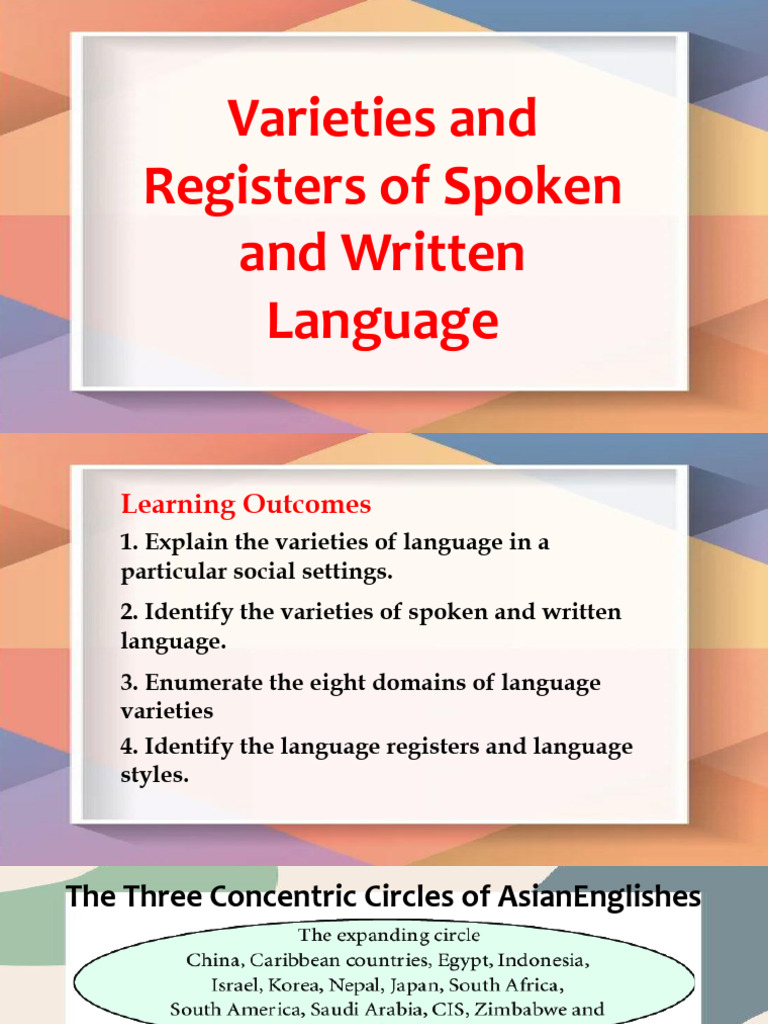 GECOM WK 5 Varieties and Registers of Spoken and Written Languages ...