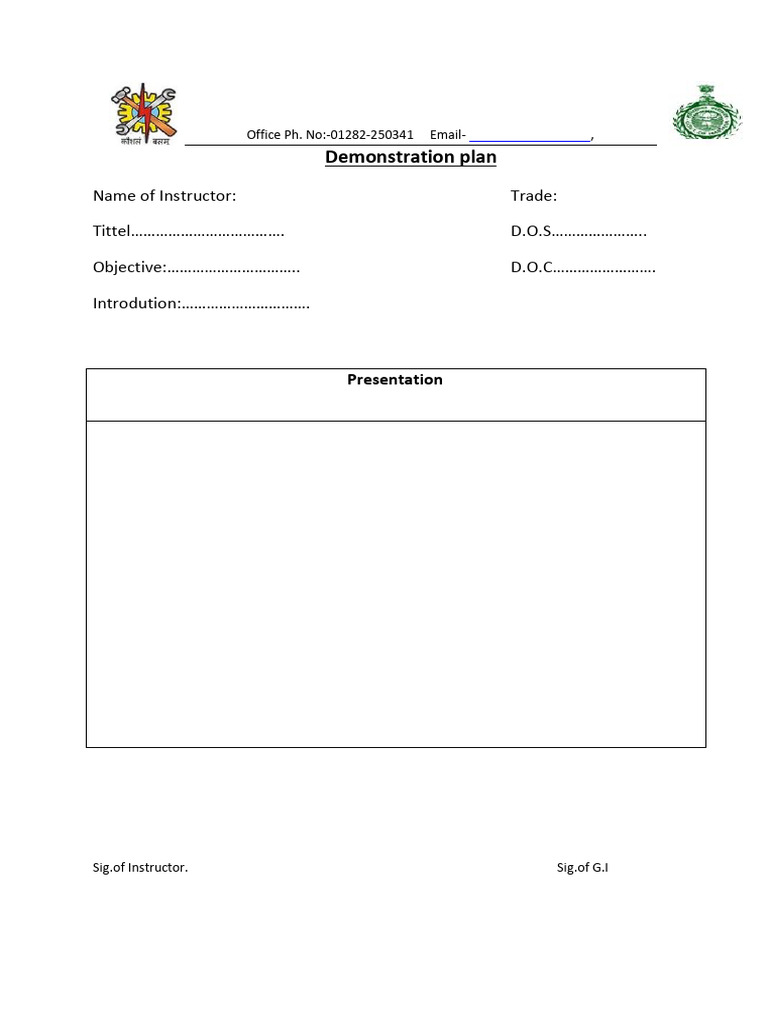 Demonstration Plan Performa | PDF