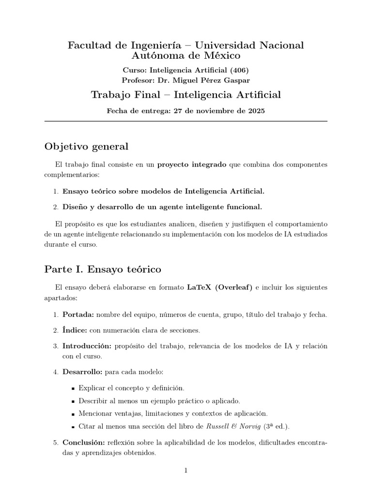 Proyecto Final de IA en UNAM | PDF | Inteligencia artificial ...