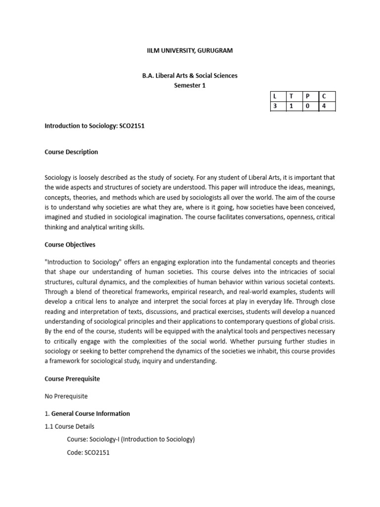 Introduction to Sociology Course Overview | PDF | Sociology | Knowledge