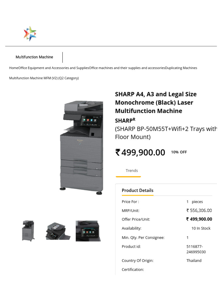 Sharp Monochrome Multifunction Printer | PDF | Image Scanner | Printer ...
