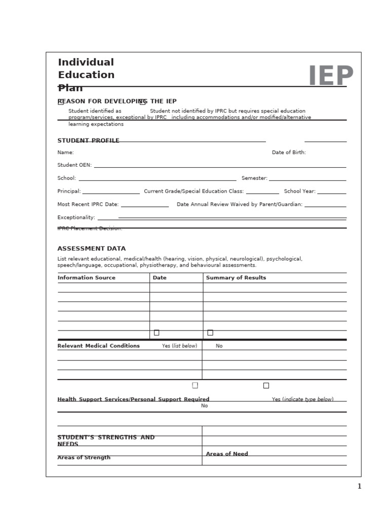Edu Appendixe Sample Iep Template en 2022 06 28 | PDF | Special ...