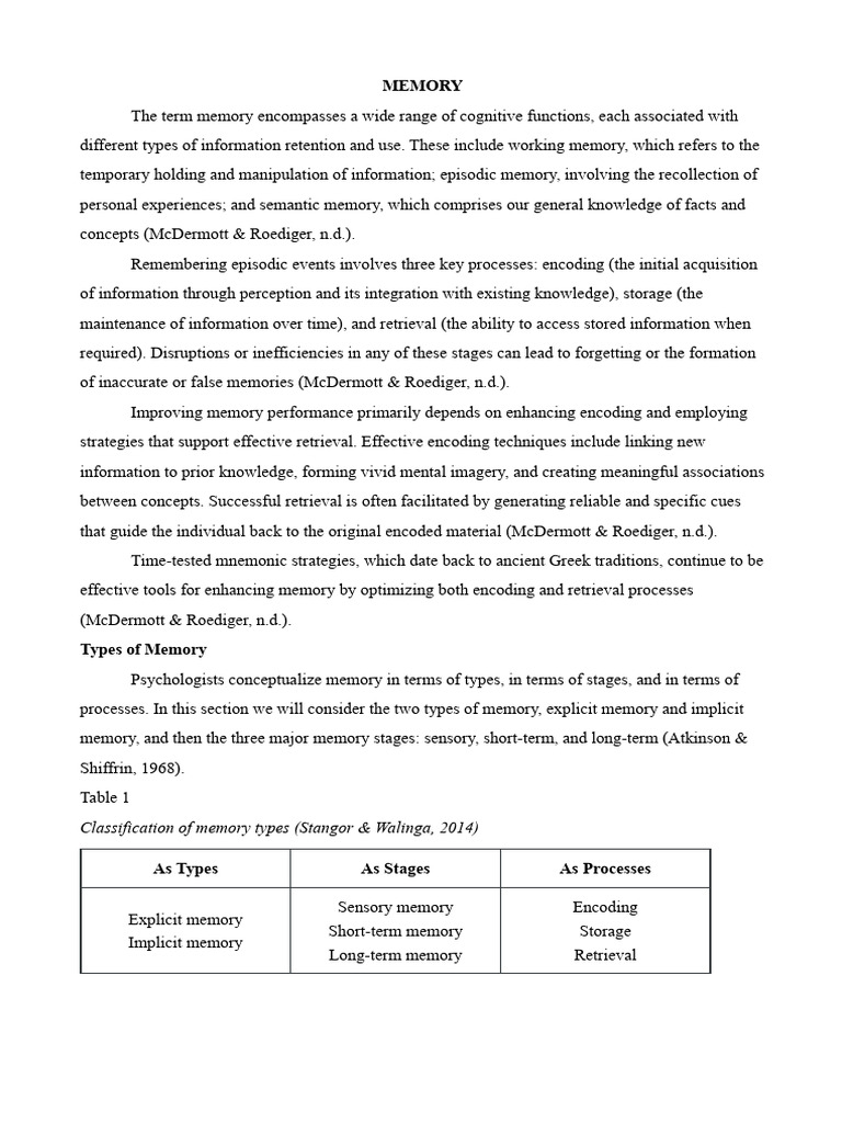 Understanding Memory Types and Processes | PDF | Memory | Recall (Memory)
