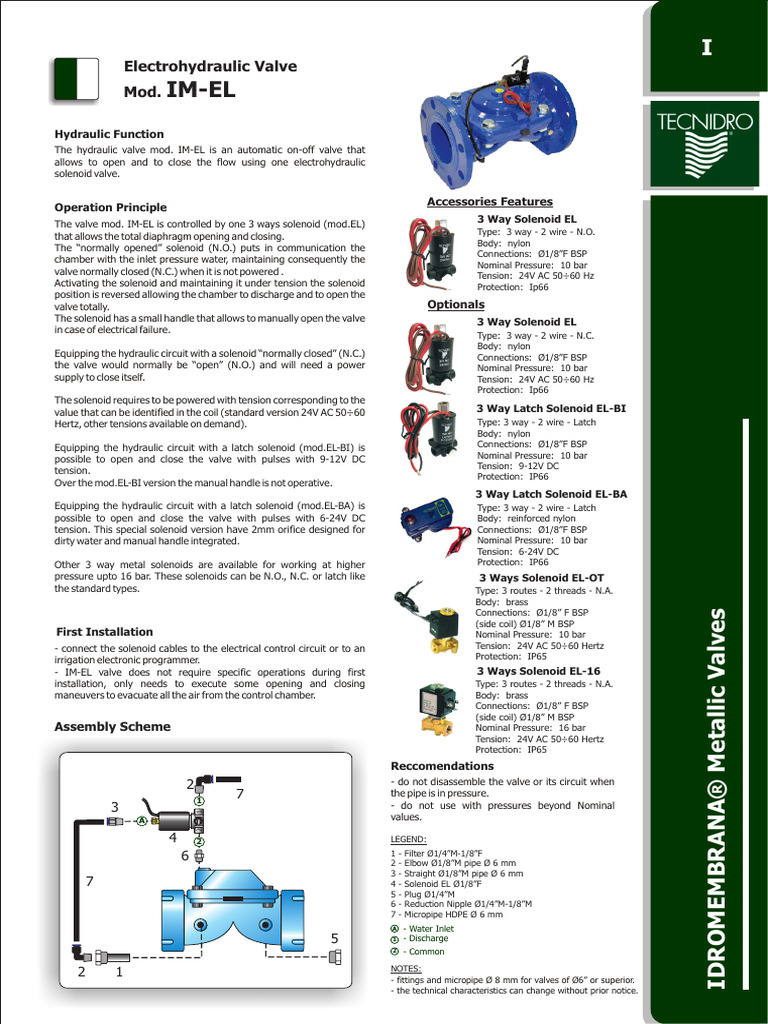 IDROMEMBRANA® Electrohydraulic Valves | PDF | Valve | Electrical ...