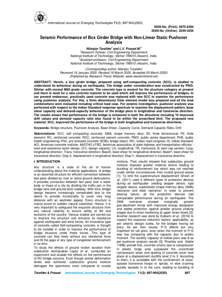 Seismic Analysis of Box Girder Bridge | PDF | Yield (Engineering ...