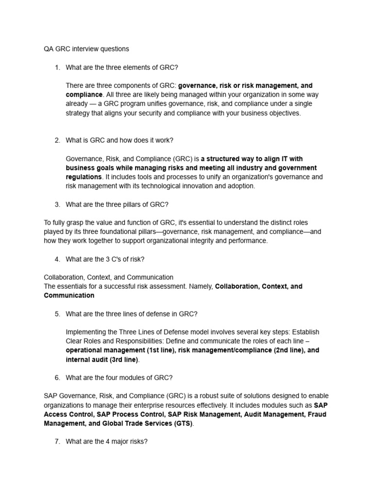 Essential SAP GRC Interview Questions | PDF | Regulatory Compliance ...