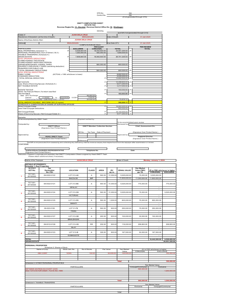 Estate Tax Computation and Details | PDF | Estate Tax In The United ...
