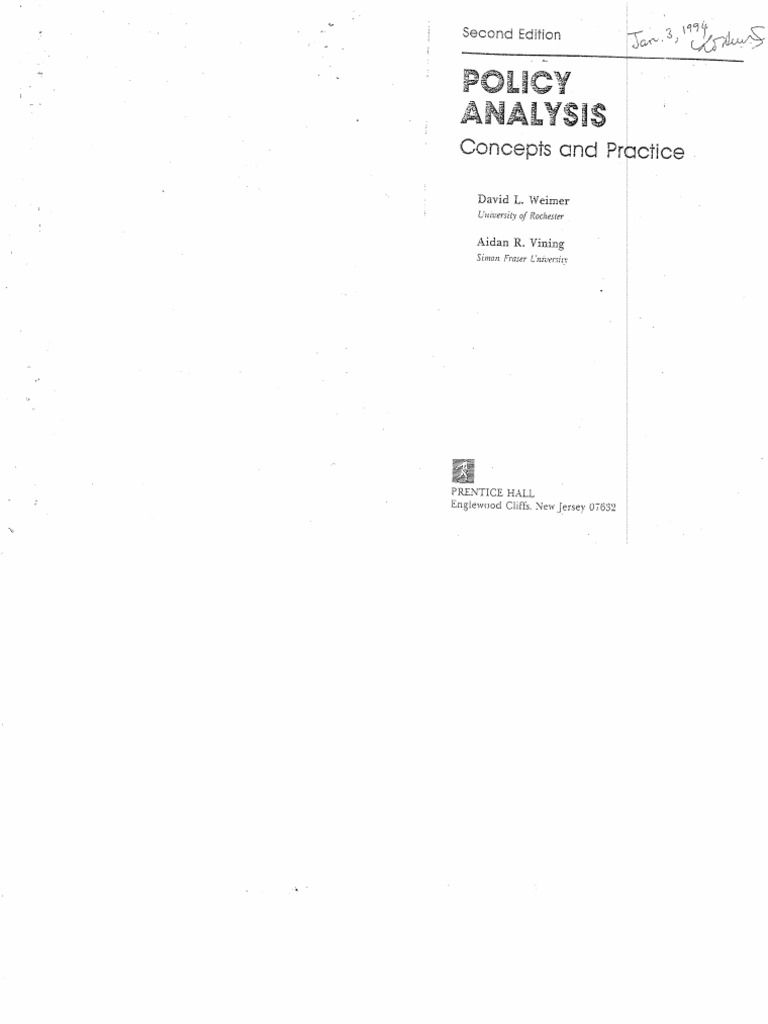 Lecture 11. Reading. Policy Analysis. Concept and Practice | PDF