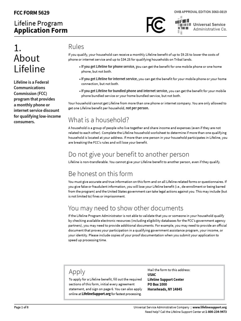 Lifeline Program Application Form Guide | PDF | Supplemental Nutrition ...