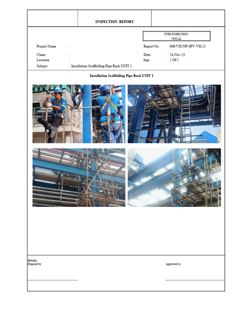 Scaffolding Pipe Rack Installation Report | PDF