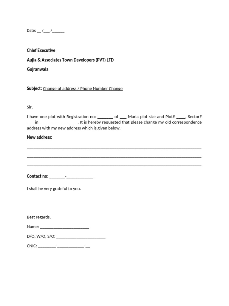 Address and Phone Number Change Request | PDF