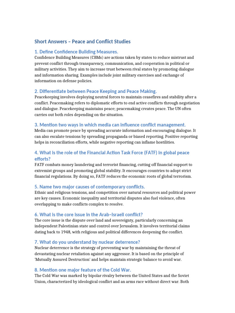 Key Concepts in Peace and Conflict Studies | PDF | Peace | Mutual ...