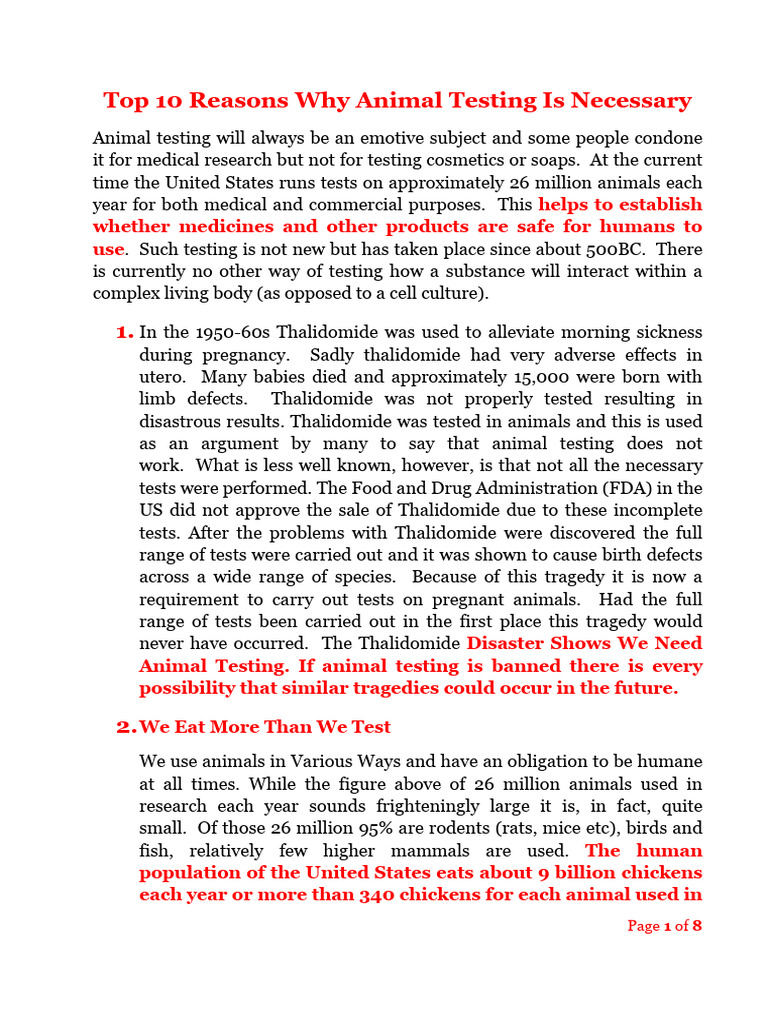 Why Animal Testing is Essential for Safety | PDF | Animal Testing ...